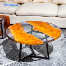 Silla de patrón de río de color claro muebles de madera taburete de resina